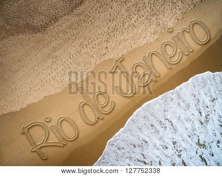 Rio de Janeiro written on the beach