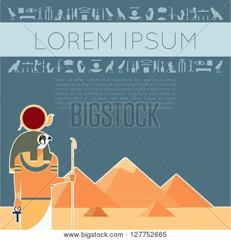 Vector image of the Ra the god of the Egypet flat banner