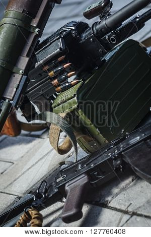 soviet russian weapon: weapon pile on the ground