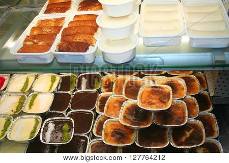 deliicous turkish dessert on display ready to eat