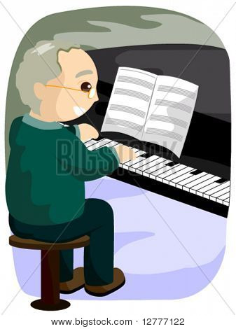 Senior tocando el Piano - Vecor