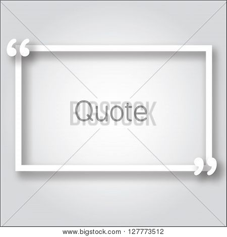 3D White empty quote bubble paper frame template. Vector template of paper frame with shadow. Place for your text and design