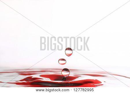 red drop at water and its wave