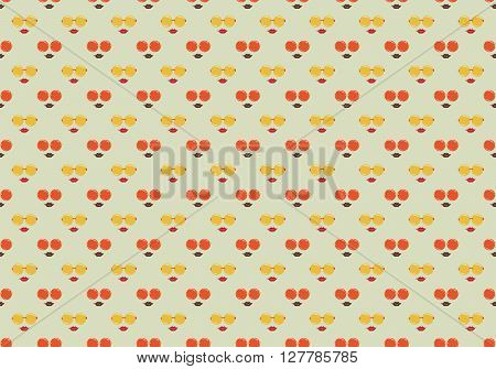 Retro Seamless Pattern Background. Sun Glass Pattern Design. Vector Stock.