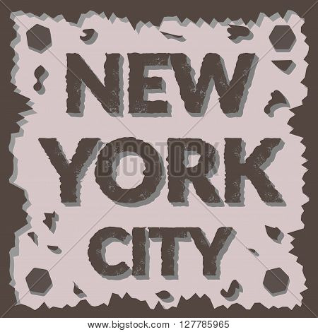 T shirt typography graphic New York city. Grunge rust. Style NYC. Fashion stylish print for sport wear. American emblem stamp badge. T-shirt template apparel card label poster Vector illustration