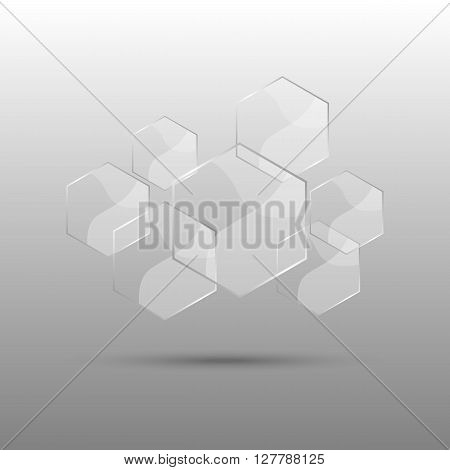 Hexagon abstract background with transparent elements, stock vector