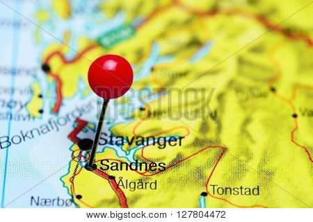 Sandnes pinned on a map of Norway