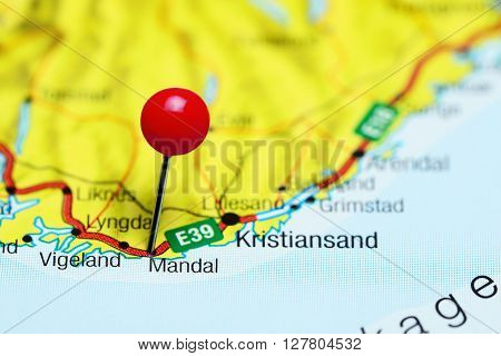 Mandal pinned on a map of Norway