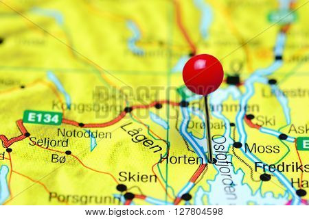 Horten pinned on a map of Norway