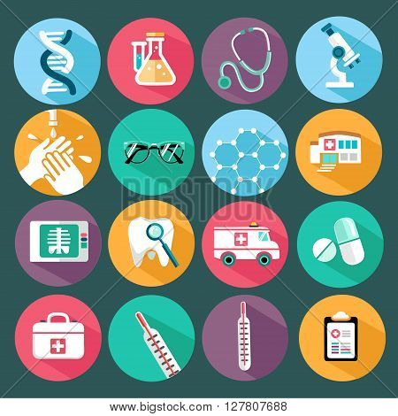 Set of flat design concept icons for medicine