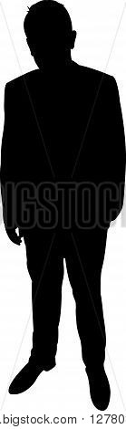 a standing man body black color silhouette vector