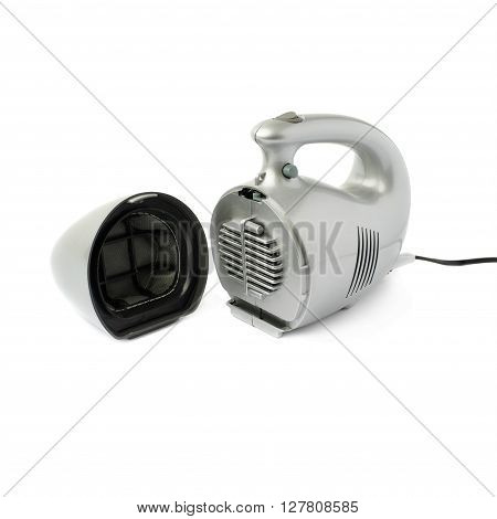 Gray Hand held small vacuum cleaner isolated over the white background