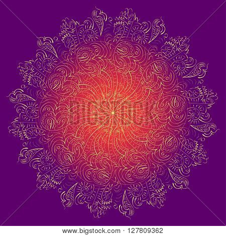 Figure henna. Vector set with abstract floral elements in indian style