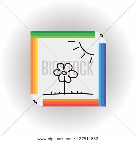 dream, color, creative, pencil, painting house, kids drawing, flowers