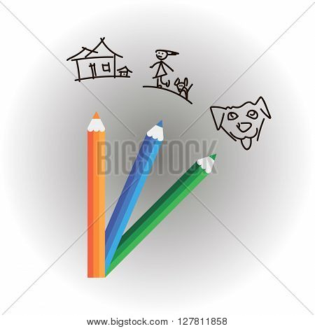 dream, color, creative, pencil, painting house, kids drawing
