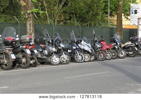 Motorcycles Parked Perspective