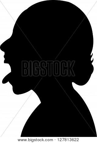 a child head black color silhouette vector
