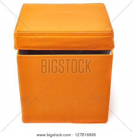 Orange foot stool ottoman pouffe over isolated white background