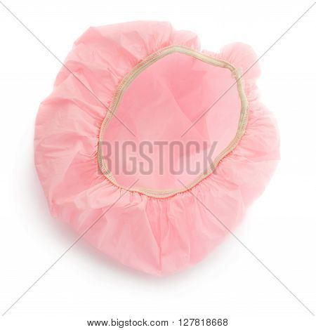 Pink Shower cap isolated over the white background