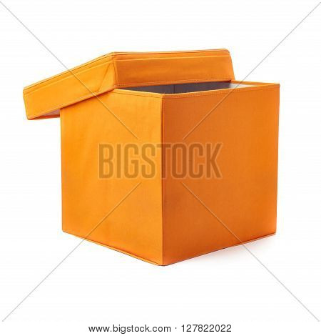 Orange foot stool ottoman pouffe over isolated white background