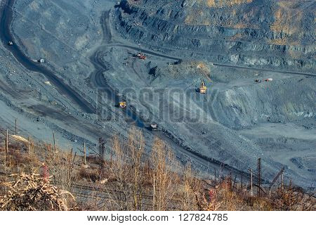 rock formations in the vast quarries of ore together with the technique