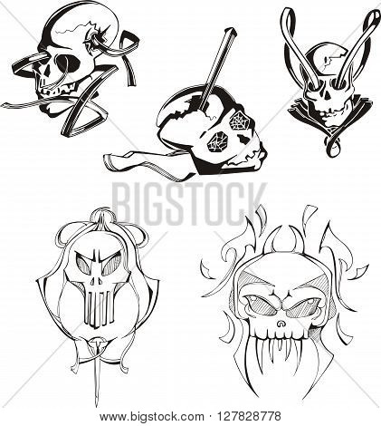 Set Of Skulls And Boneheads