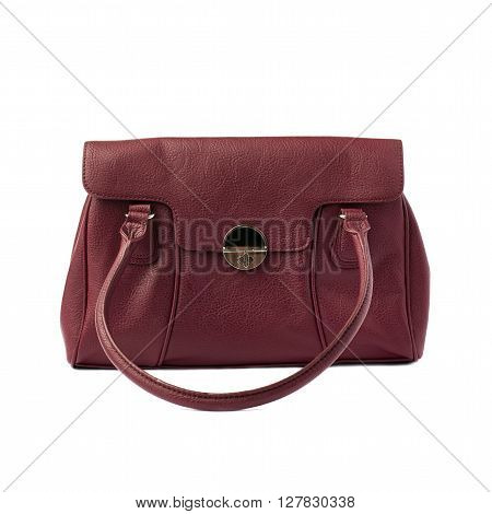 Vinous leather Female bag isolated over the white background