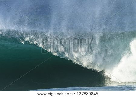 Wave hollow crashing ocean blue water power