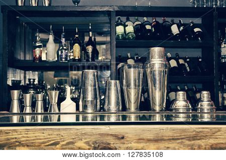 cocktail shaker bartender tools a set of equipment bar retro