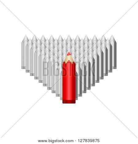 Red pencil leads gray. Vector EPS 10
