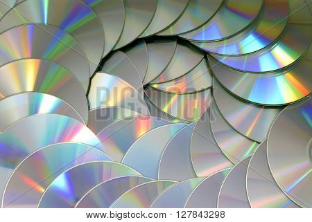 DVD CD disc pile technology background texture pattern