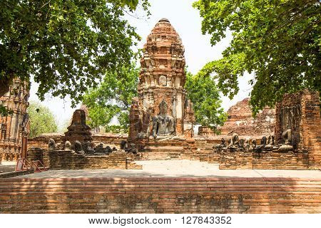 the world heritage site in ayutthaya Thailand
