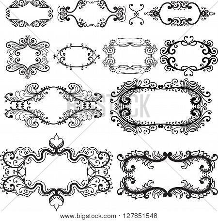 Vintage Frames Vector. Hand Drawing Ornamental Elements