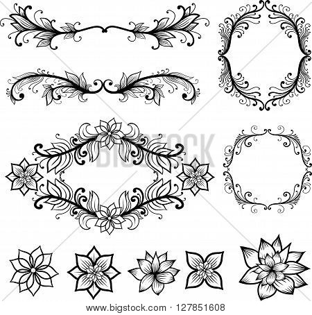 Vintage Frames Vector. Hand Drawing Ornamental Elements