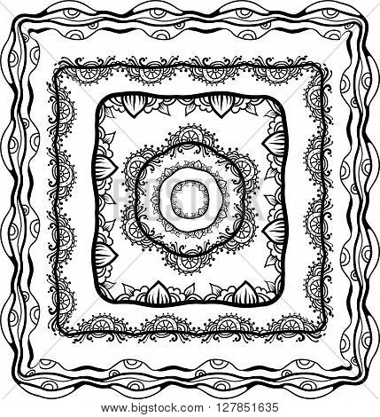 Vintage Frames Vector. Hand Drawing Ornamental Elements