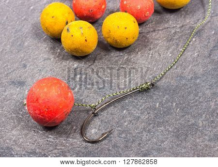 Carp Hook Boilies -  on black background