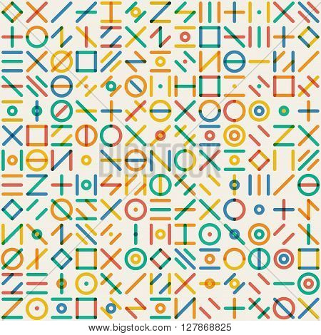 Vector Seamlesss Multicolor Geometric Line Random Shapes Grid Pattern Abstract Background