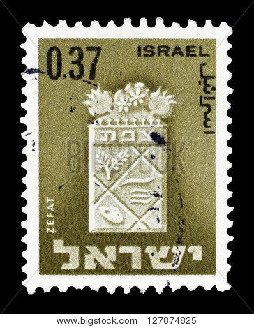 ISRAEL - CIRCA 1965 : Cancelled postage stamp printed by Israel, that shows Zefat.