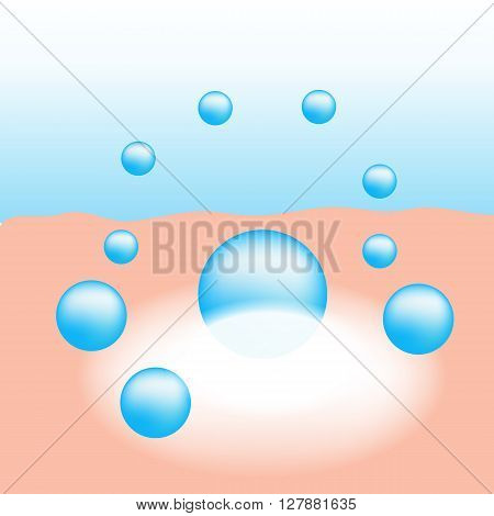 Moisturizer absorb on the human skin with white glow light absorption infographic vector