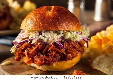 Homemade Vegan Pulled Jackfruit Bbq Sandwich