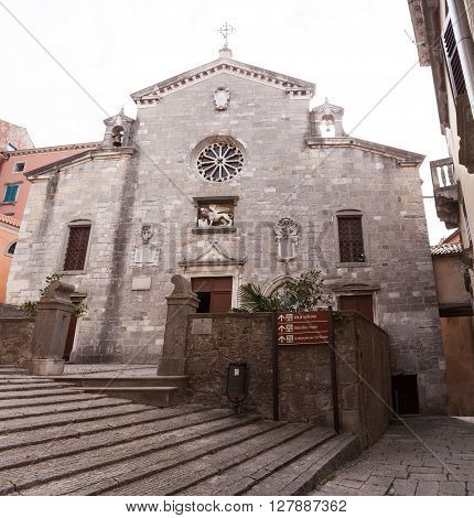 View of the church of the Nativity of the Blessed Virgin Mary in Labin Istria Croatia