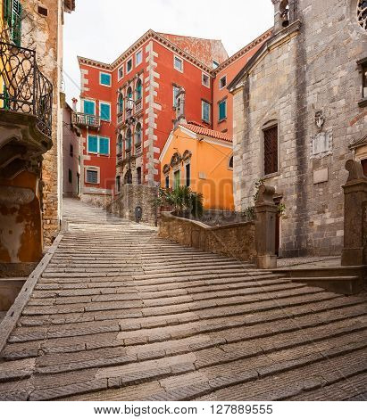 View of Labin little town in Istria Croatia
