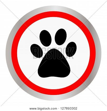 Gray Paw Prints. Logo.Vector Illustration. Isolated vector Illustration. Black on Grey background