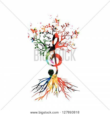Colorful background with music notes. Vector illustration