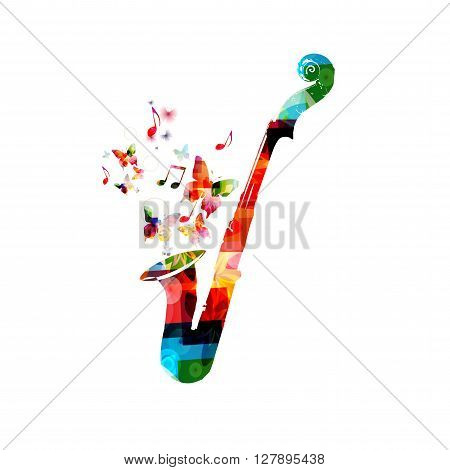 Vector illustration of colorful violoncello and saxophone design