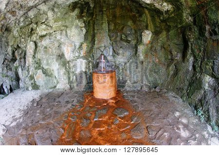 Detail of the mineral water spring - ferruginous water