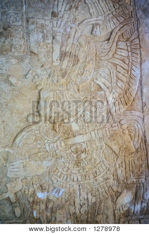 Yksityiskohta Chief Maya Carving - Yaxchilan - Meksiko