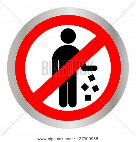 Red Circle No Littering Prohibited Sign, Icon or Label Isolate on White Background