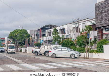 PLETTENBERG BAY SOUTH AFRICA - MARCH 3 2016: A street scene in the central business area of Plettenberg Bay