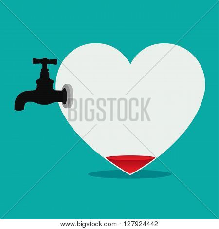Blood in heart and faucet , abstract illustration and concept